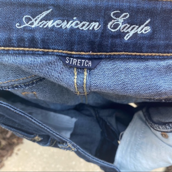 Women’s American Eagle Stretchy Low Waisted Denim Blue Jeans Size 8 - Picture 6 of 6